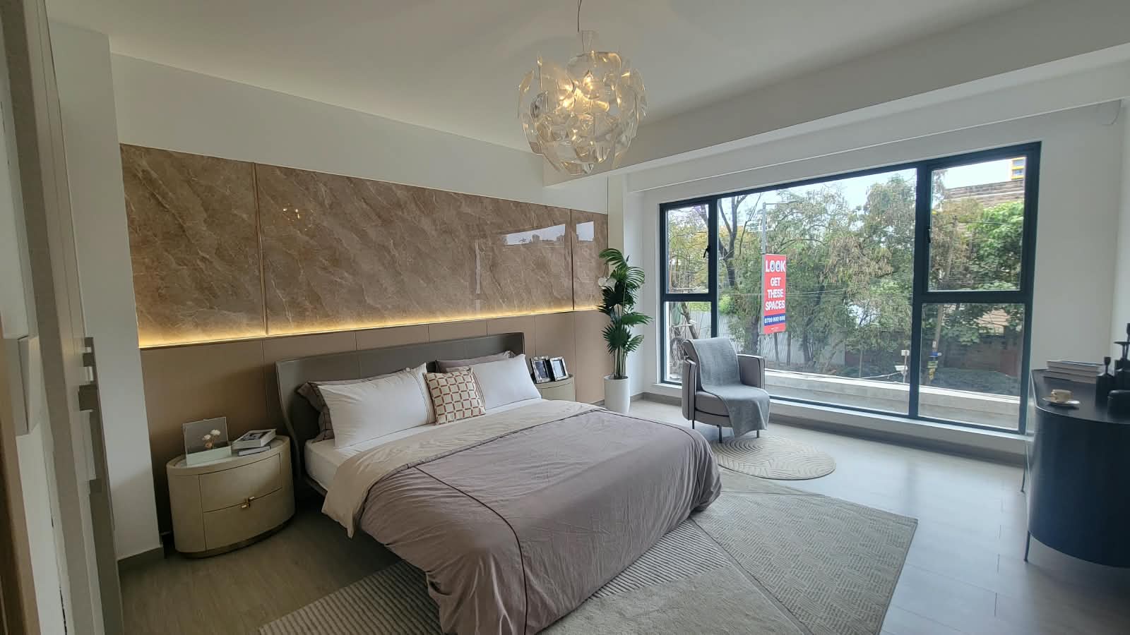 Master bedroom in a 2 bedroom apartment at Royal Legend Residency in Kilimani
